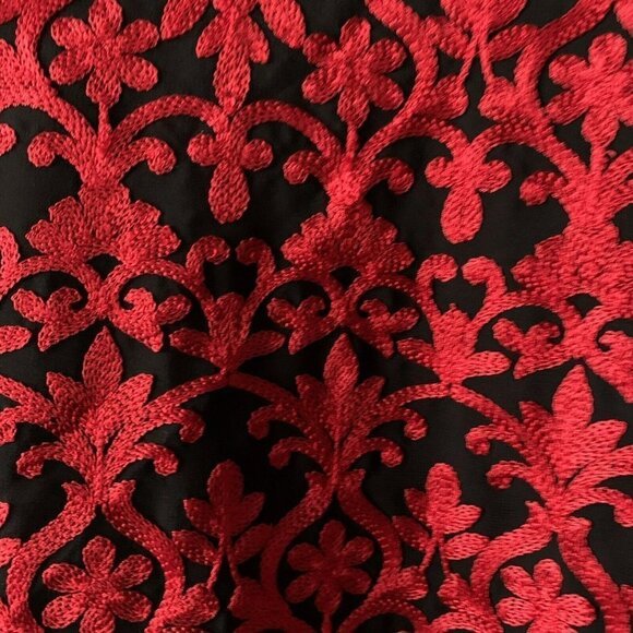 red black embroidered tunic short sleeve size 44 - Picture 2 of 5